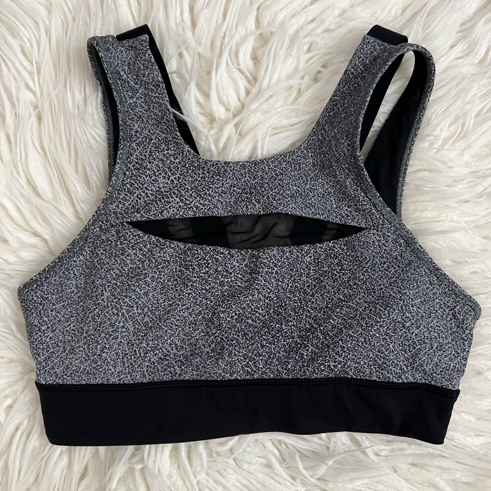 Lululemon grey and black mesh speckled sports bra